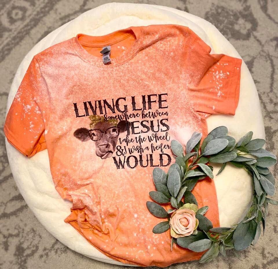 Living Life Tee, Graphic T-shirt, Bleached Shirt